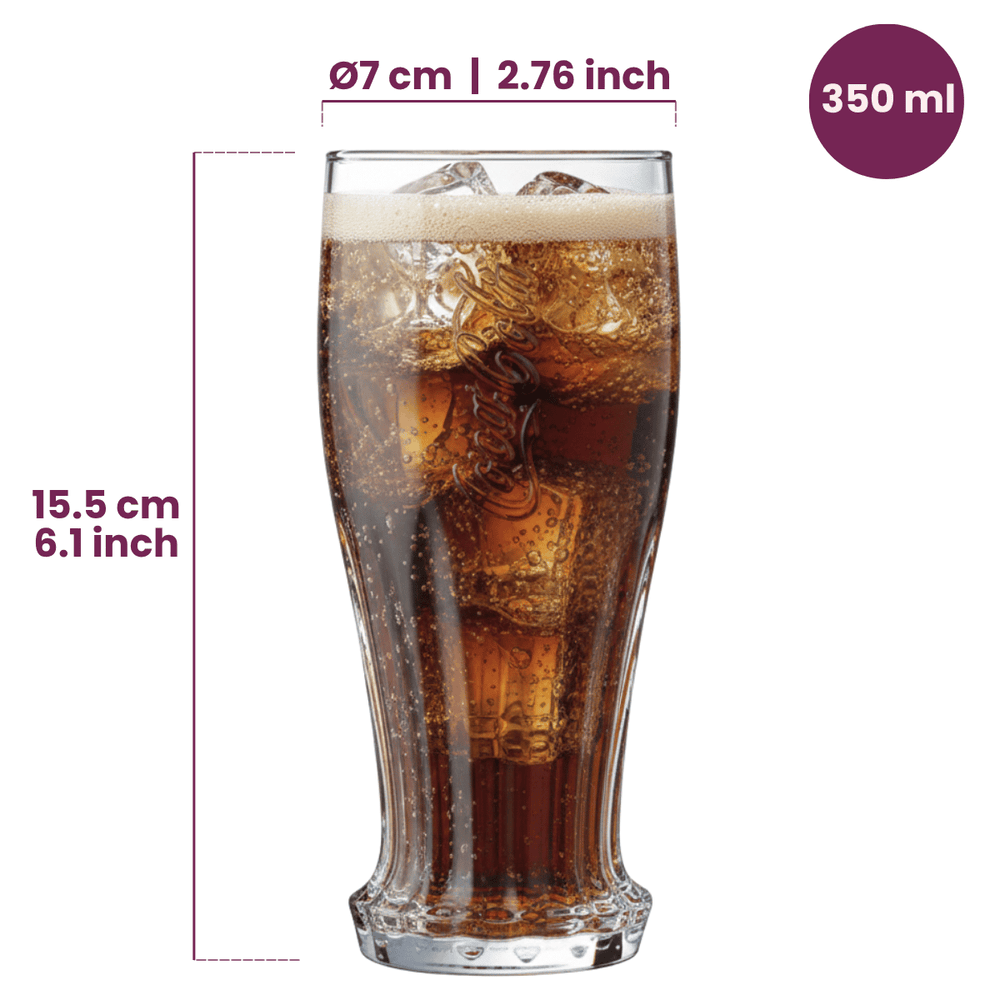 Coca Cola Glazen - Longdrinkglazen - Frisdrankglazen - Crown Cap - 350 ml - 4 stuks