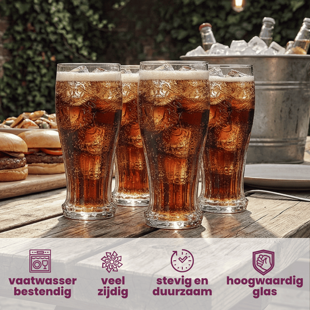 Coca Cola Glazen - Longdrinkglazen - Frisdrankglazen - Crown Cap - 350 ml - 4 stuks