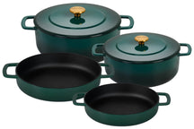 Combekk Pannenset Gietijzer Holly Green 4-delig hoofdafbeelding