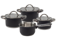 Cooking Pannenset Zwart 4-delig RVS - Kookpan ø 16, 18, 20 cm & Steelpan ø 16 cm - geschikt voor alle warmtebronnen