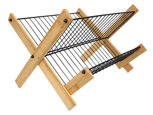 Cookinglife Afdruiprek Opvouwbaar - Zwart Metaal & Bamboe