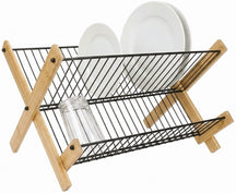 Cookinglife Afdruiprek Opvouwbaar - Zwart Metaal & Bamboe