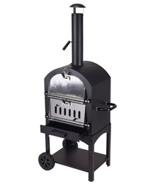 Cookinglife Houtskool BBQ Pizza Oven Fire & Flavour - 156 cm hoog - Inclusief Pizzasteen & Grillroosters - Zwart