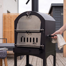 Cookinglife Houtskool BBQ Pizza Oven Fire & Flavour - 156 cm hoog - Inclusief Pizzasteen & Grillroosters - Zwart