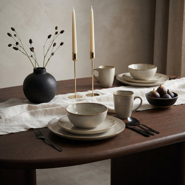 Cookinglife Serviesset Linen Beige 18-delig / 6 personen - 6 dinerborden, 6 ontbijtborden en 6 kommen