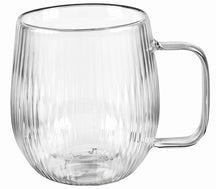 Cookinglife Dubbelwandige Koffie- / theeglazen met oor Lines - 350 ml - 2 Stuks