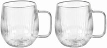 Cookinglife Dubbelwandige Koffie- / theeglazen met oor Lines - 350 ml - 2 Stuks