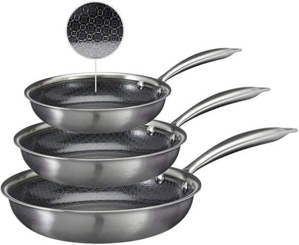 Cookinglife Koekenpannenset HexaCook - Hybride Pan 3-delig ø 20, 24 & 28cm - NON STICK - geschikt voor alle warmtebronnen - keramische anti-aanbaklaag