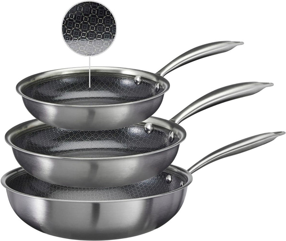 Cookinglife Pannenset HexaCook - Hybride Pan 3-delig - Koekenpan ø 24 & 28 cm + Wokpan ø 28 cm - NON STICK - geschikt voor alle warmtebronnen - keramische anti-aanbaklaag