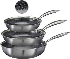 Cookinglife Pannenset HexaCook - Hybride Pan 3-delig - Koekenpan ø 24 & 28 cm + Wokpan ø 28 cm - NON STICK - geschikt voor alle warmtebronnen - keramische anti-aanbaklaag