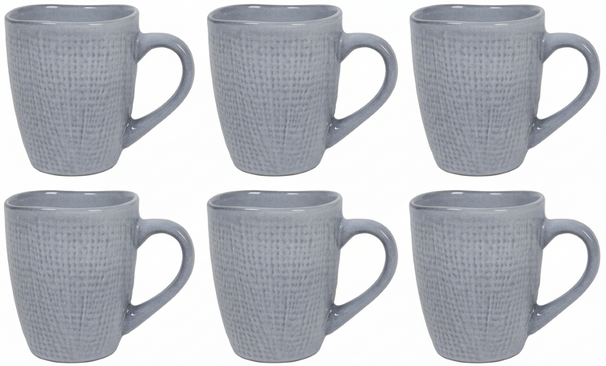 Cookinglife Koffiemokken Linen Grijs 340 ml – 6 stuks