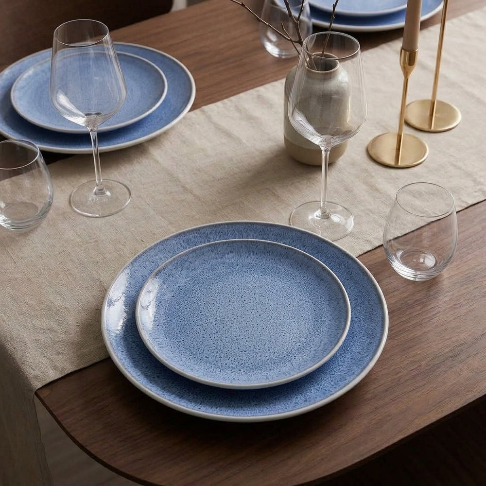 Cookinglife Serviesset Nola Blauw 18-delig / 6 personen - 6 dinerborden, 6 ontbijtborden en 6 kommen