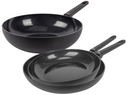 Cookinglife Pannenset Black Cera 3-delig - Wokpan ø 28 cm + Koekenpan ø 24 & 28 cm - geschikt voor alle warmtebronnen - keramische anti-aanbaklaag