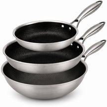 Cookinglife Pannenset HexaCook - Hybride Pan 3-delig - Wokpan ø 28 cm + Koekenpan ø 24 & 28 cm - NON STICK - geschikt voor alle warmtebronnen - keramische anti-aanbaklaag
