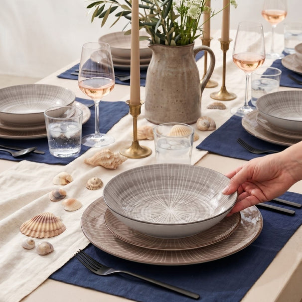 Cookinglife Serviesset Baia Bruin 12-delig / 4 personen - 4 dinerborden, 4 ontbijtborden en 4 diepe borden