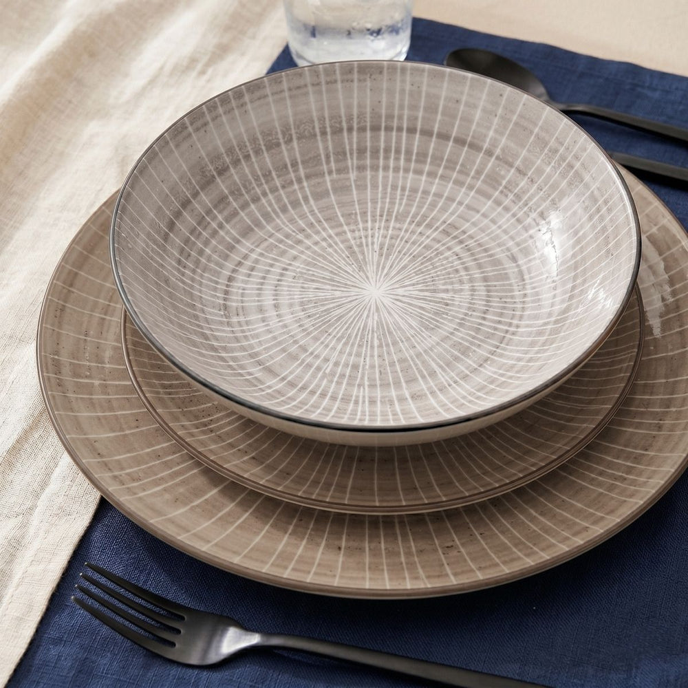 Cookinglife Serviesset Baia Bruin 12-delig / 4 personen - 4 dinerborden, 4 ontbijtborden en 4 diepe borden