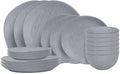 Cookinglife Serviesset Linen Grijs 18-delig / 6 personen - 6 dinerborden, 6 ontbijtborden en 6 kommen