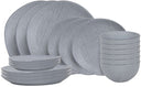 Cookinglife Serviesset Linen Grijs 18-delig / 6 personen - 6 dinerborden, 6 ontbijtborden en 6 kommen
