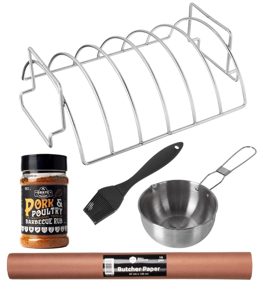 Cookinglife Spareribs Complete BBQ Set - Met Rub, Rek, Sauspan & Slagerspapier