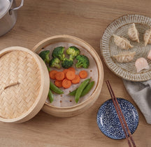 Cookinglife Stoommandje / Dim Sum Mandje - Bamboe - 3-Delig - ø 20 cm
