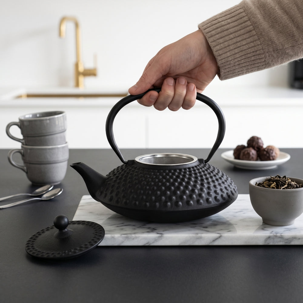 Cookinglife Theepot Arare met RVS Filter - Gietijzer Zwart - 1.2 liter