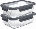 Cookinglife Glazen Vershoudbakjes Lines 1.5 Liter - 2 Stuks