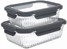 Cookinglife Glazen Vershoudbakjes Lines 1 Liter + 1.5 Liter - 2 Stuks