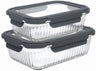 Cookinglife Glazen Vershoudbakjes Lines 1 Liter + 1.5 Liter - 2 Stuks