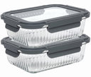 Cookinglife Glazen Vershoudbakjes Lines 1 Liter - 2 Stuks