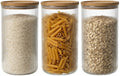 Cookinglife Voorraadpotten set Lines - Glas met Bamboe Deksel - ø 11 cm - 1750 ml - 3 stuks