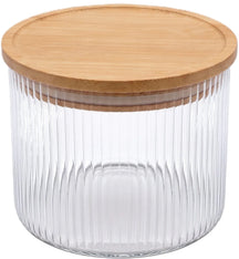 Cookinglife Voorraadpotten set Lines - Glas met Bamboe Deksel - ø 11 cm - 600 ml - 3 stuks
