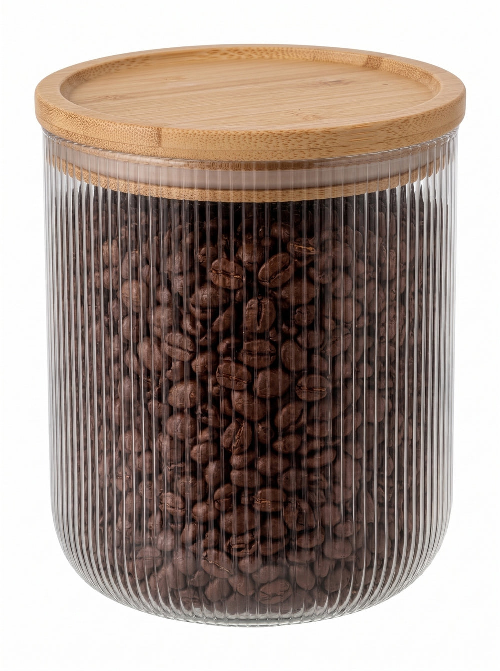Cookinglife Voorraadpotten set Lines - Glas met Bamboe Deksel - ø 11 cm - 980 ml - 3 stuks