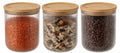 Cookinglife Voorraadpotten set Lines - Glas met Bamboe Deksel - ø 11 cm - 980 ml - 3 stuks