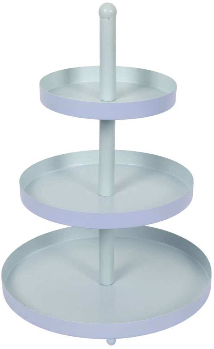 Cookinglife Etagere Metaal - Blauw / Mint - ø 15, 20 & 25 cm - 3-laags - 35 cm hoog