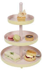 Cookinglife Etagere Metaal - Geel / Roze - ø 15, 20 & 25 cm - 3-laags - 35 cm hoog