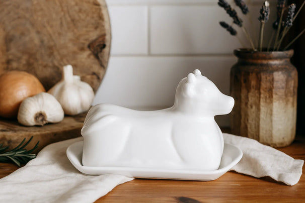 Cookinglife Botervloot Porselein - Koe - 20 x 12 cm