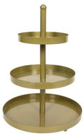 Cookinglife Etagère metaal / goud ø 15, 20 & 25 cm - 3-laags - 35 cm hoog