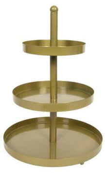 Cookinglife Etagère metaal / goud ø 15, 20 & 25 cm - 3-laags - 35 cm hoog