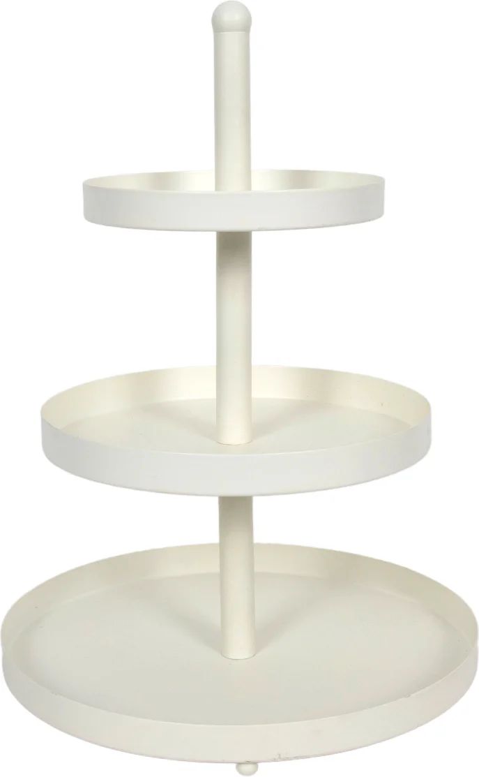 Cookinglife Etagère metaal creme ø 15, 20 & 25 cm - 3-laags - 35 cm hoog