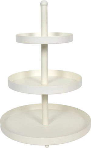 Cookinglife Etagère metaal creme ø 15, 20 & 25 cm - 3-laags - 35 cm hoog
