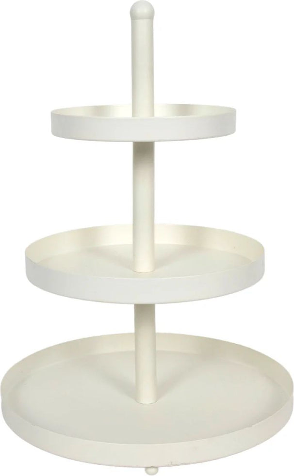 Cookinglife Etagère metaal creme ø 15, 20 & 25 cm - 3-laags - 35 cm hoog
