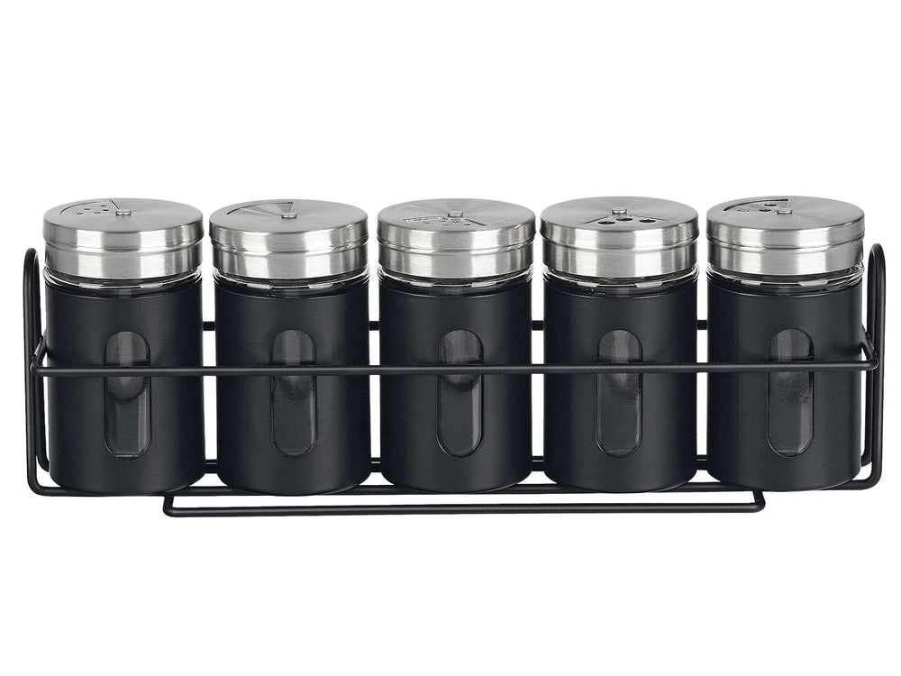 Cookinglife Kruidenrek Zwart 5-Delig - Met Kruidenstrooiers 80 ml