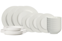 Cookinglife Serviesset Siaki New Bone - Porselein 18-delig / 6 personen - 6 dinerborden, 6 ontbijtborden en 6 kommen