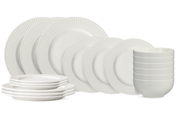 Cookinglife Serviesset Siaki New Bone - Porselein 18-delig / 6 personen - 6 dinerborden, 6 ontbijtborden en 6 kommen