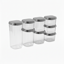 Cookinglife Voorraadpotten set - Met Grijze Deksels - 8 stuks