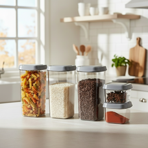 Cookinglife Voorraadpotten set - Met Grijze Deksels - 8 stuks