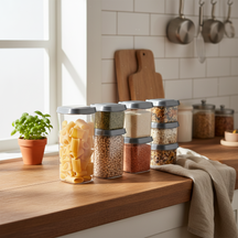Cookinglife Voorraadpotten set - Met Grijze Deksels - 8 stuks