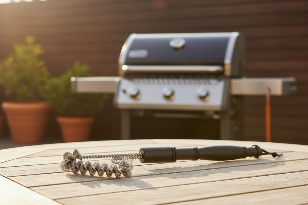 Cookinglife BBQ Reinigingsborstel Fire & Flavour RVS 40 cm - Schoonmaakborstel met Zwart Handvat