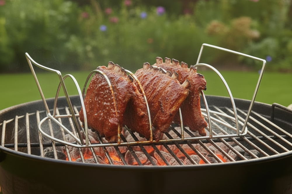 Cookinglife BBQ Sparerib Rek Fire & Flavour - Hittebestendig Staal - Grillen van Vlees en Gevogelte