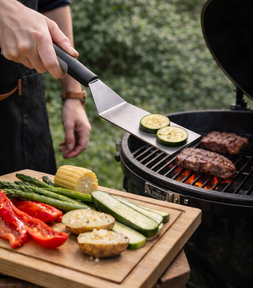 Cookinglife Hamburgerset / Smashburger Set - Gietijzeren Smashpers, Extra Pers & BBQ Spatel